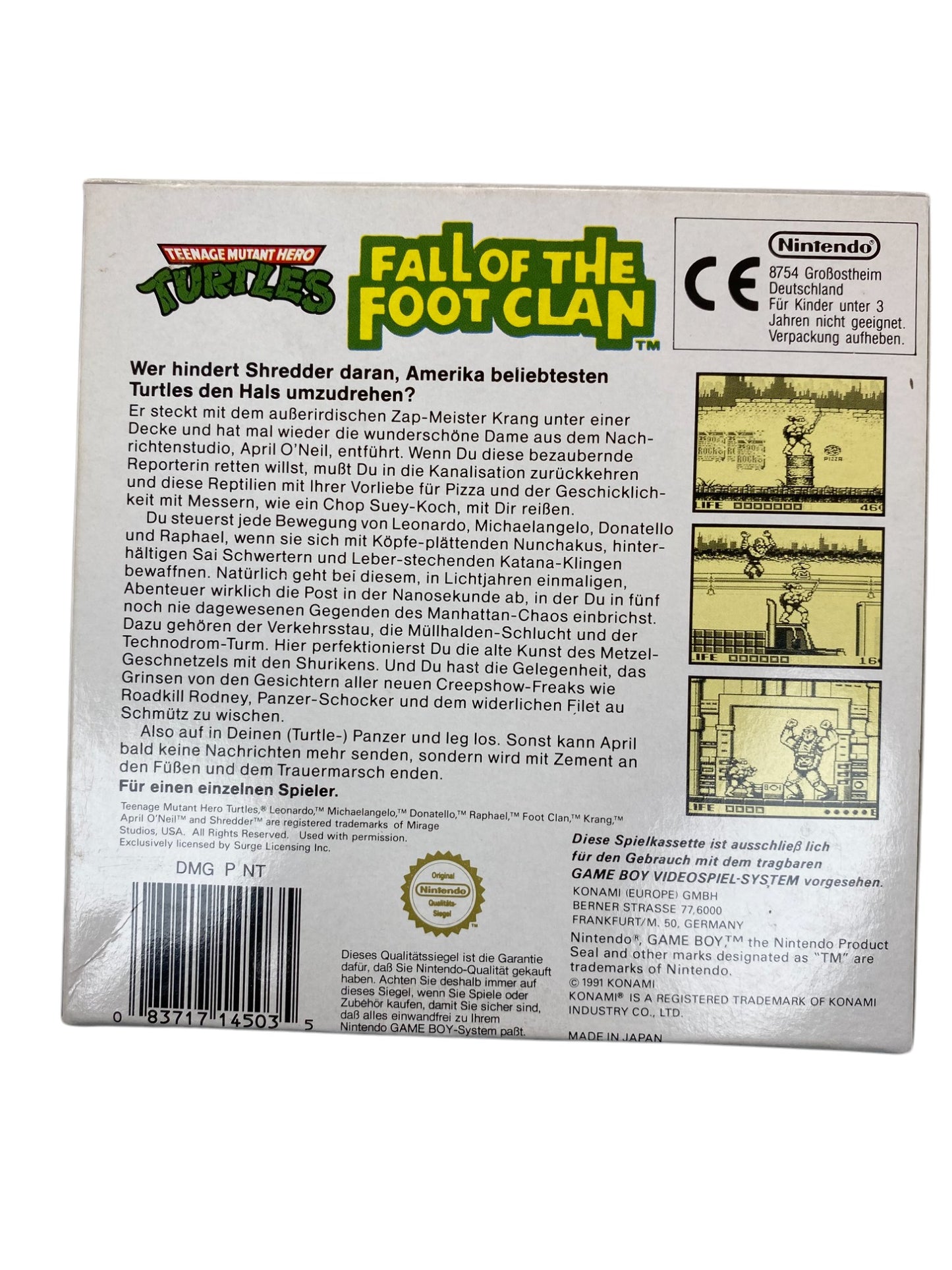 Teenage Mutant Hero Turtles: Fall of the Foot Clan - Game Boy (CIB) Neuwertig!