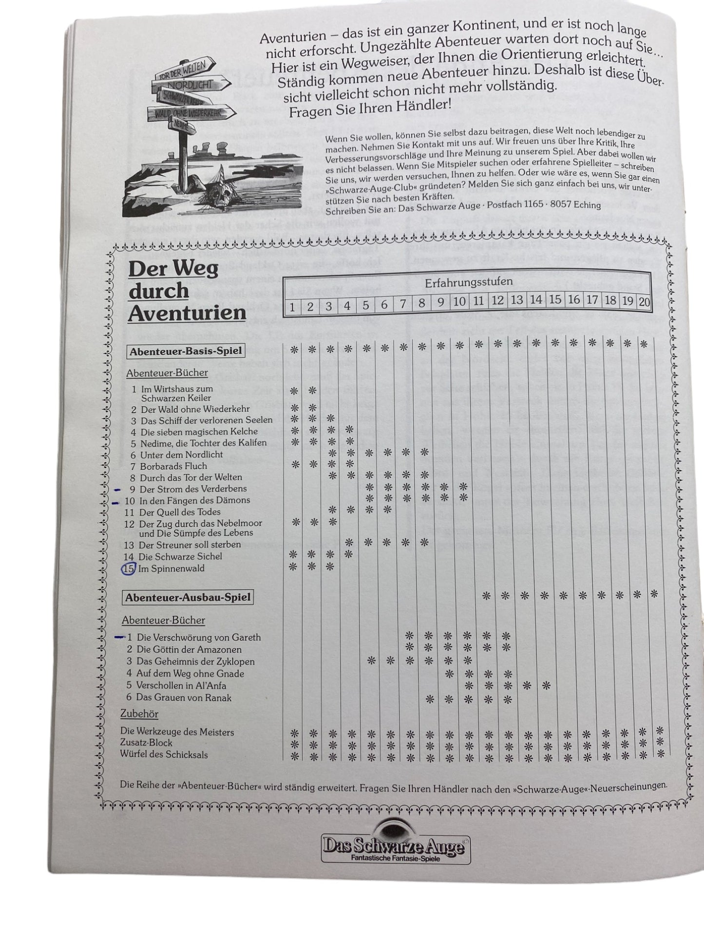 Das Schwarze Auge - Im Spinnenwald - Erfahrungsstufen 1-3