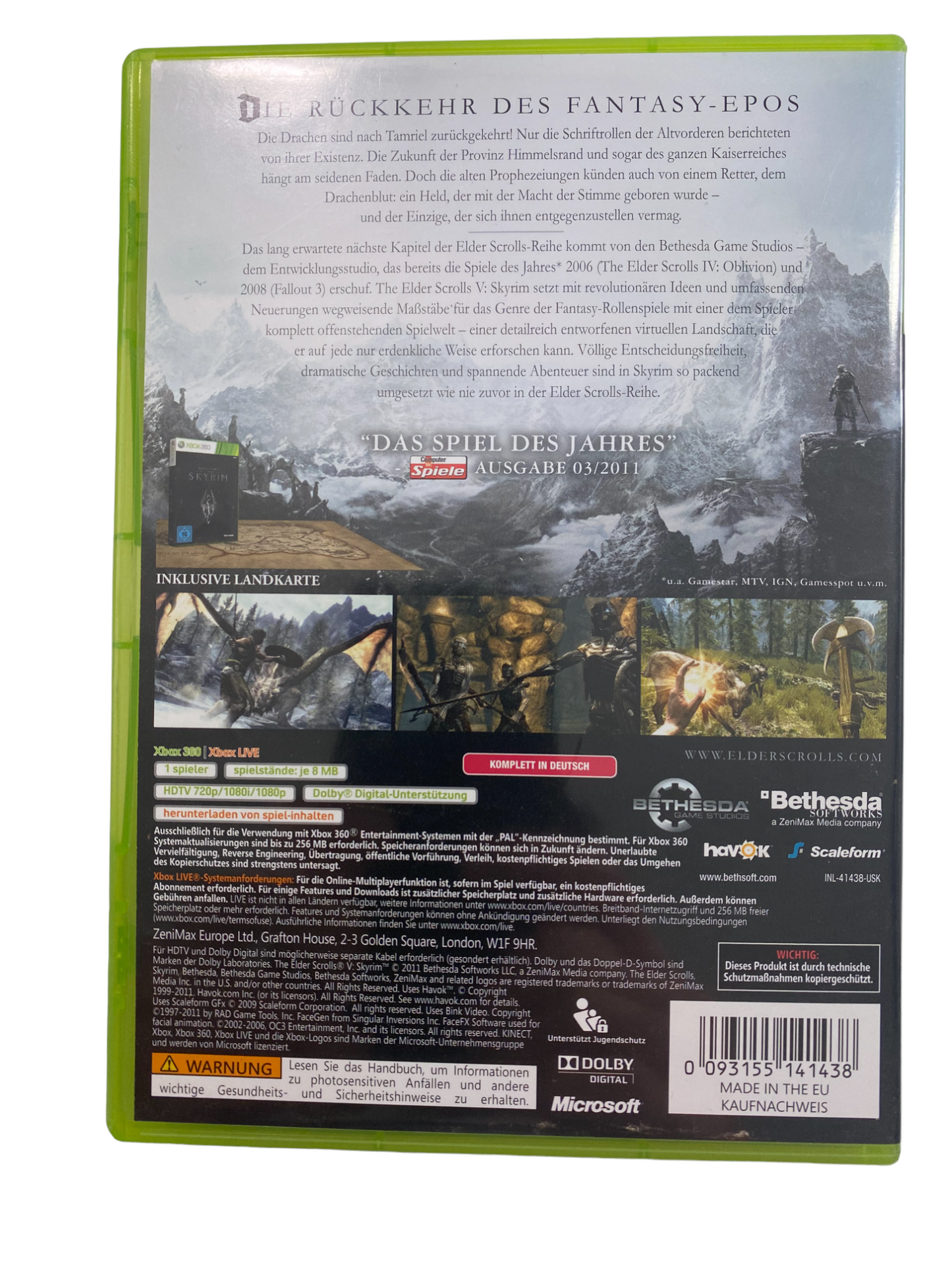 The Elder Scrolls V Skyrim - Xbox 360 (inkl. Karte)
