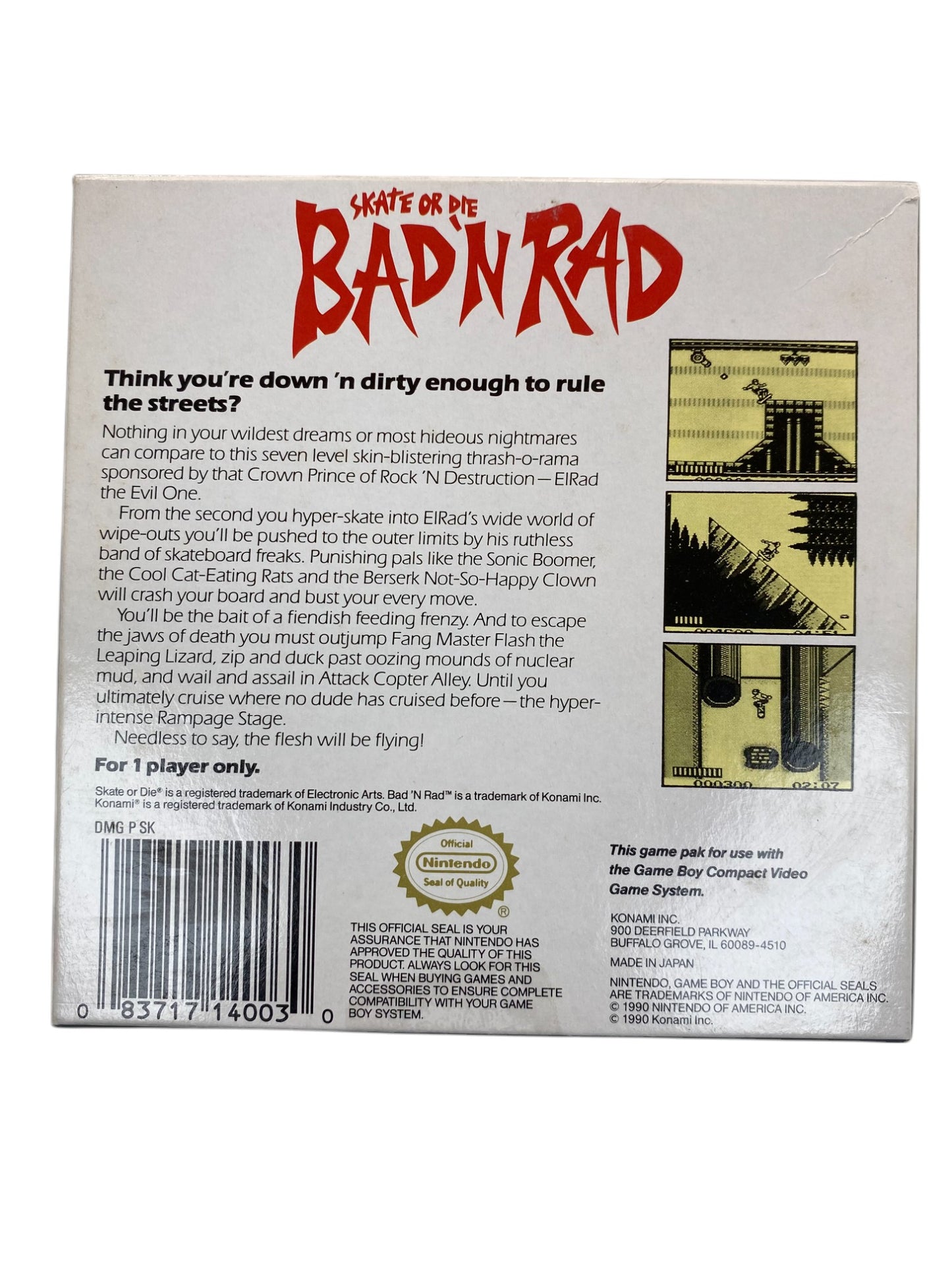 Skate or die Bad´n Rad - Game Boy (CIB) Top-Zustand