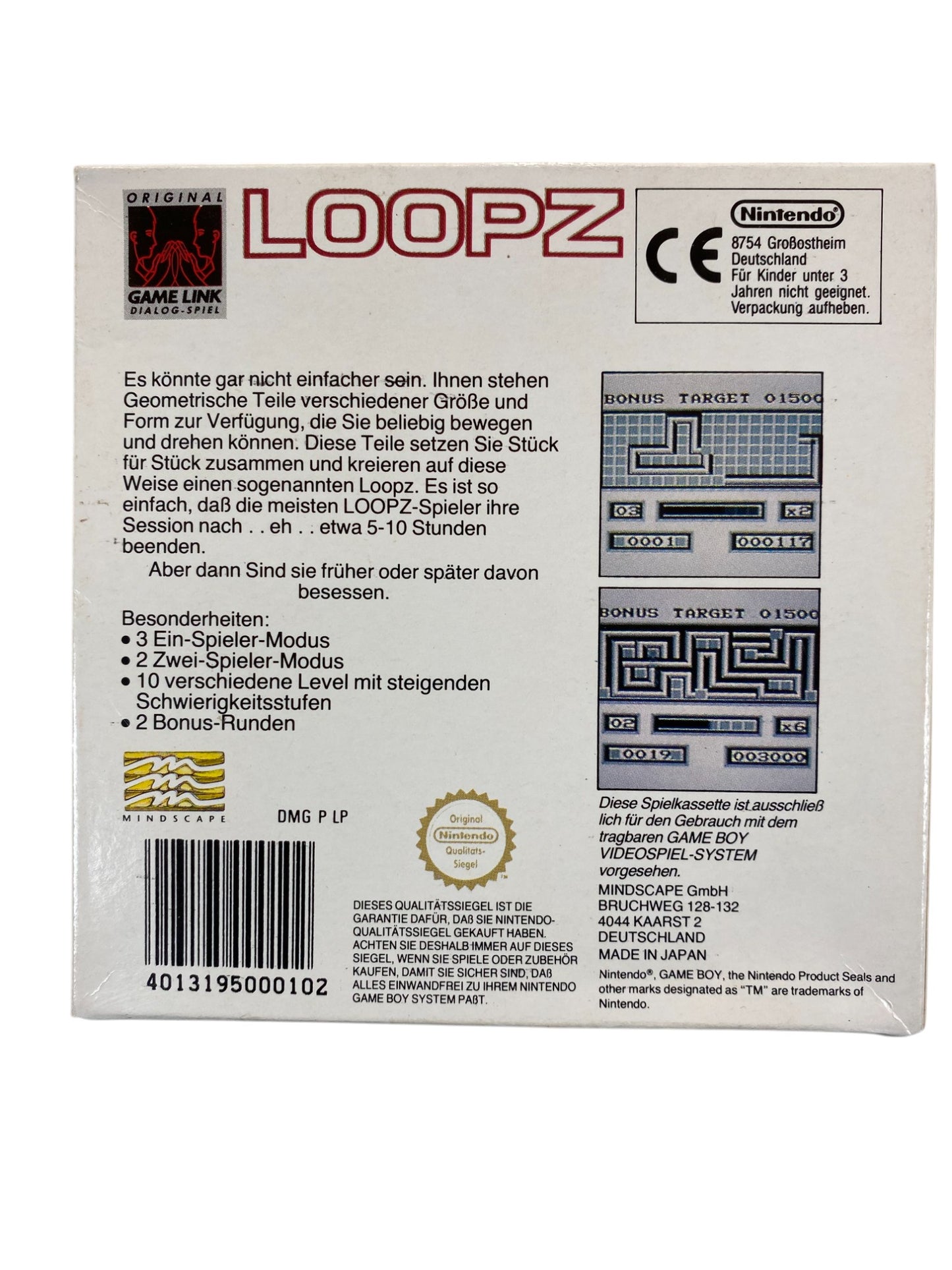 Loopz - Nintendo Game Boy (CIB) Neuwertig / Mint!